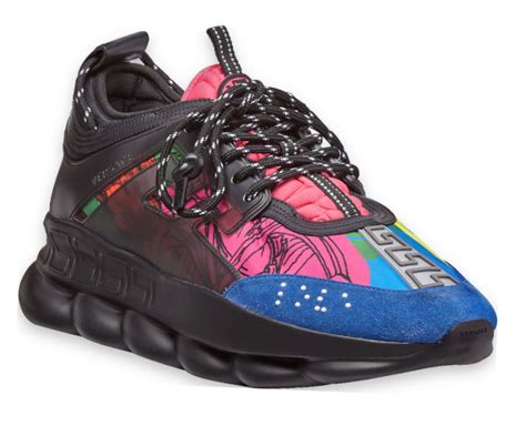 versace black and multicolor chain reaction sneakers|gianni versace athletic sneakers.